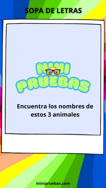 Mini sopa de letras: 3 animales